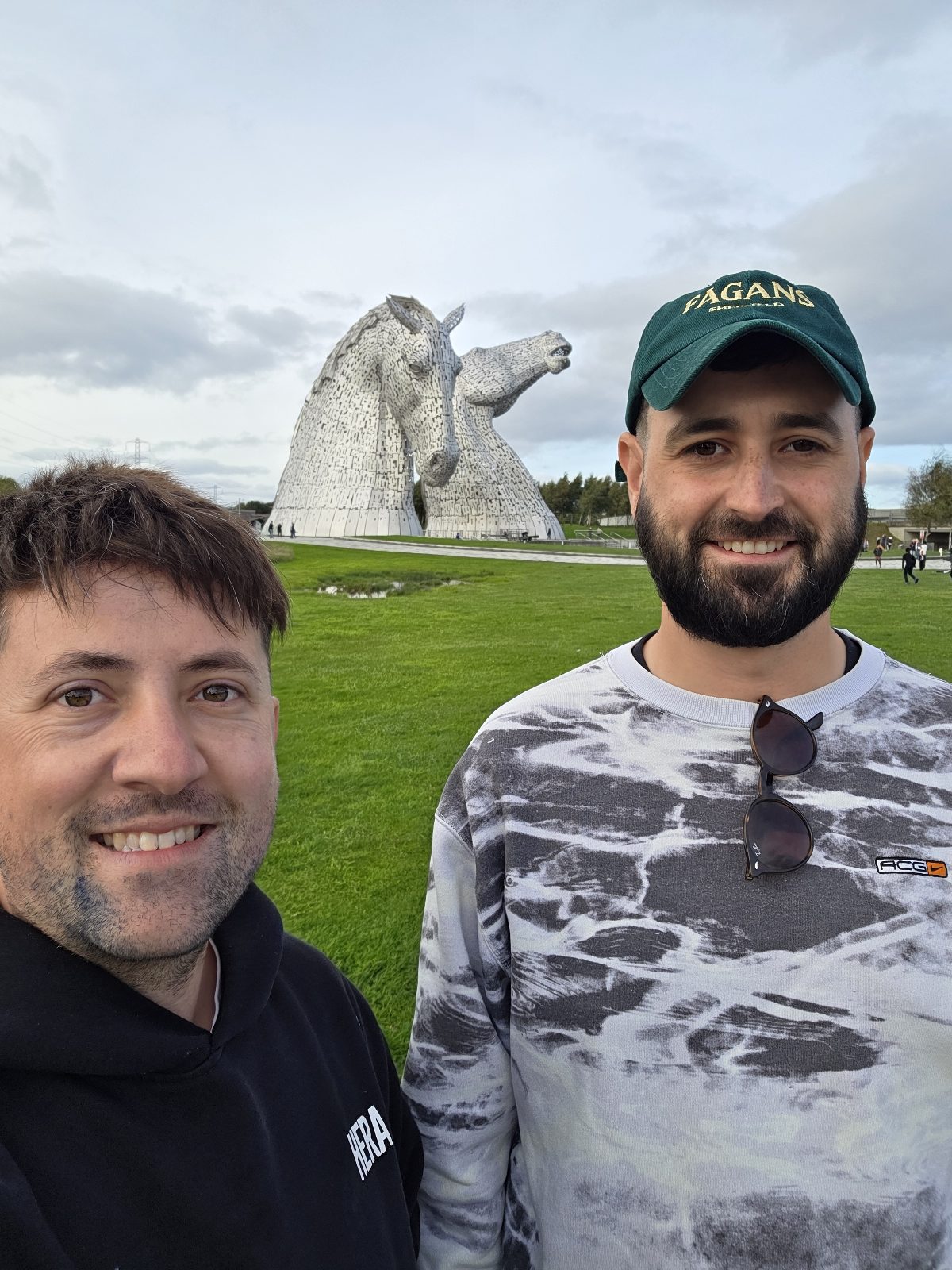 Take a team selfie at the Kelpies 30m high steel sculptures of horse heads